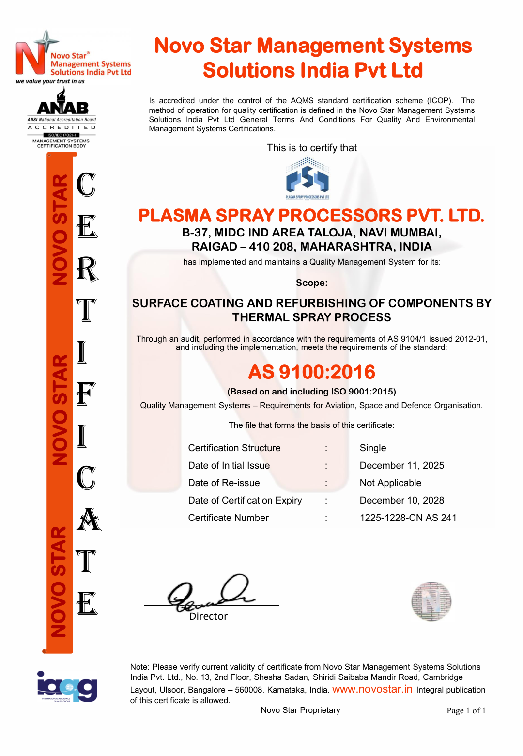 AS 9100:2016 Certified